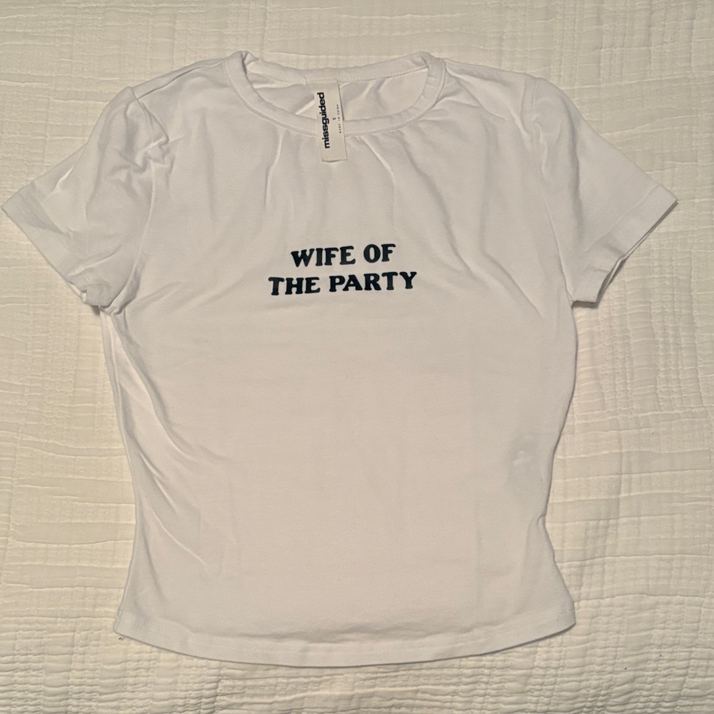 Missguided White Crop Top - Wife of the Party